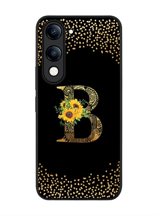 Stylizedd For vivo Y04 / Y29t 5G Case,Slim fit Camera Protection, Shockproof Thin Phone cover  - Custom Floral Monogram - B ( Black ) - Image 1
